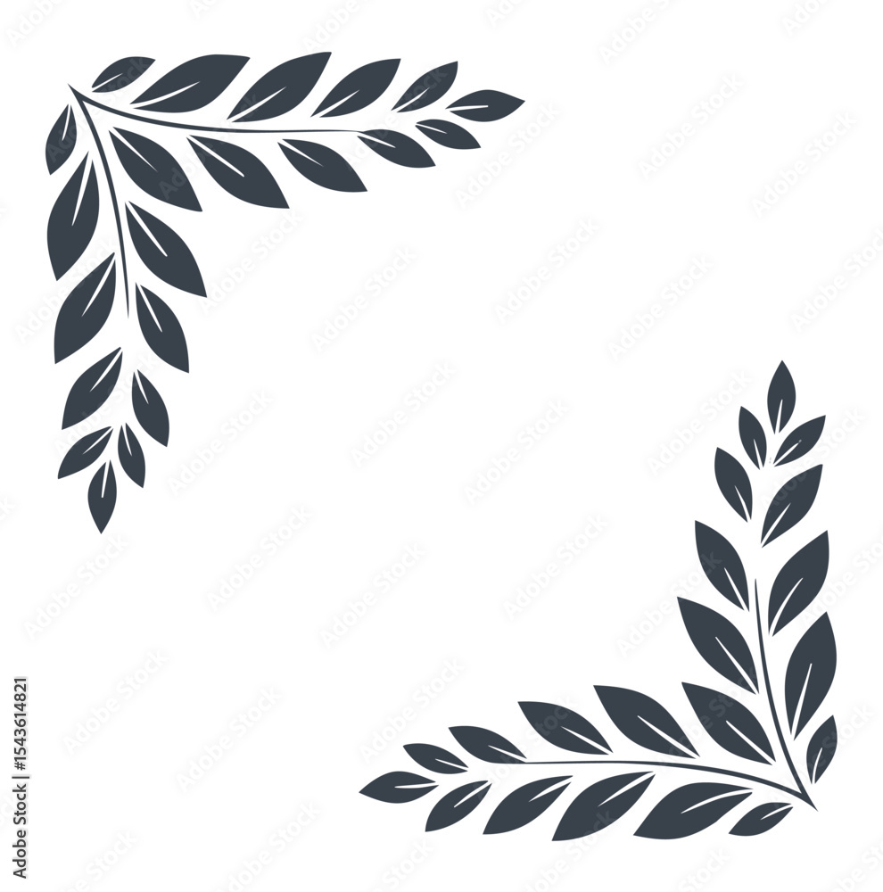 Obraz premium Elegant corner design floral frame leaves border