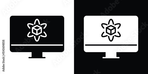 Computer simulation icon collection. line stroke icon. EPS 10