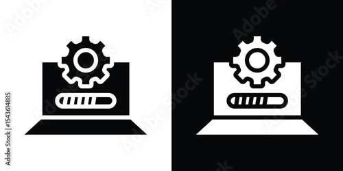 Computer system update icon collection. line stroke icon. EPS 10