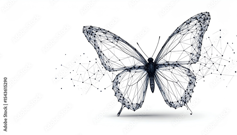 Obraz premium A wireframe butterfly design, showcasing an artistic and modern interpretation of nature's beauty through geometric shapes and connections