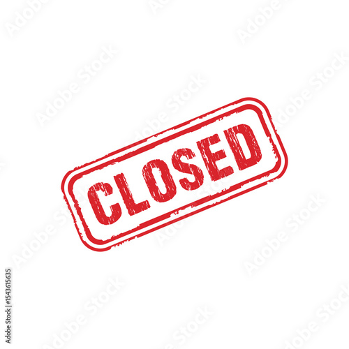 Closed - Red Stamp grunge effect, Seal Template. Vector Stock Illustration