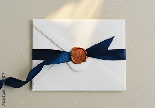 Envelope with Ribbon and Wax Seal Elegant Stationary