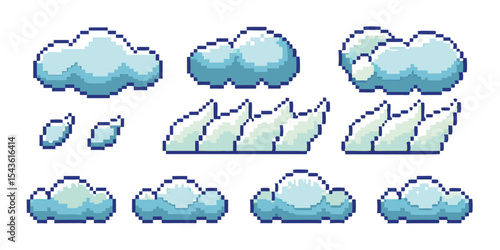 Pixel Art Cloud Sprite Sheet – Animated Pixel Clouds in 8-bit 16-bit 32-bit Style