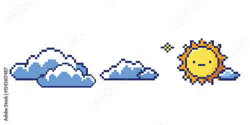 Pixel Art Sky with Passing Cloud and Sun Sprite Sheet – Weather Loop Animation in 8-bit 16-bit 32-bit