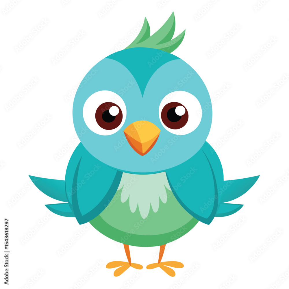 Fototapeta premium Cute bird vector illustration with white background