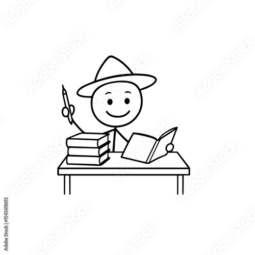 Smiling Man Reading a Book 
