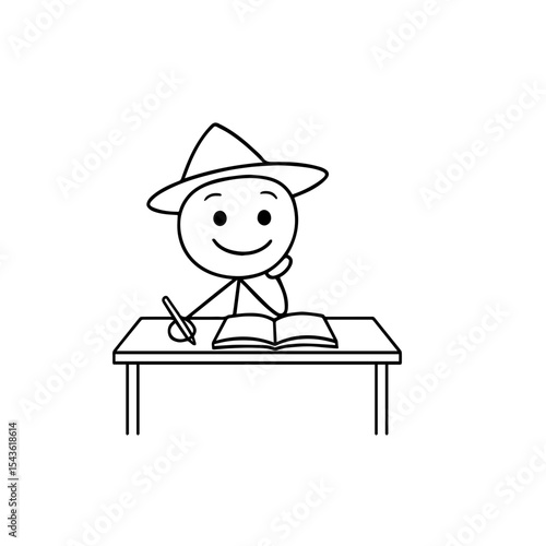 Smiling Man Reading a Book 