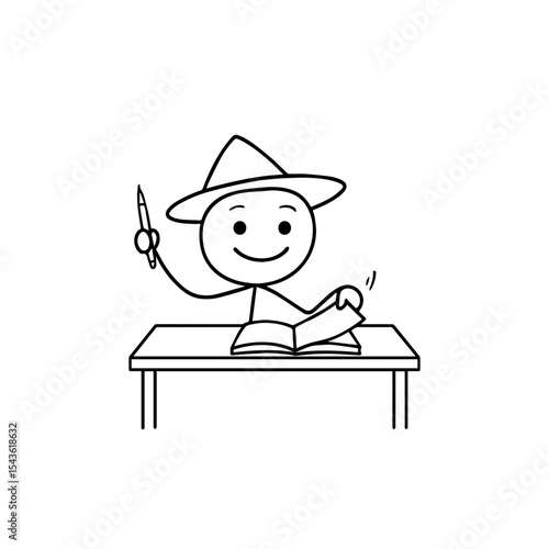 Smiling Man Reading a Book 