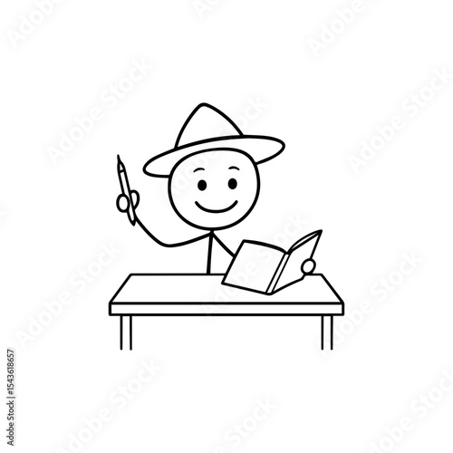 Smiling Man Reading a Book 