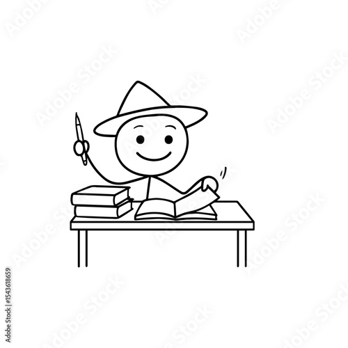 Smiling Man Reading a Book 