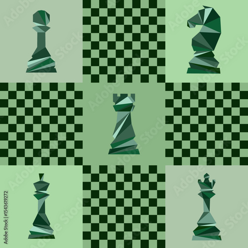 Chess background. Poster for chess tournament. Abstract chess design illustration. Chess day concept. Competition, intellectual sport, championship.