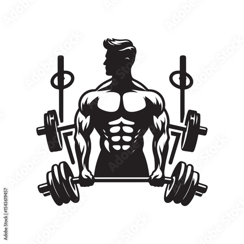 gym workouts vector silhouette clip art logo design illustration