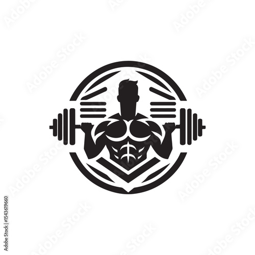 gym workouts vector silhouette clip art logo design illustration