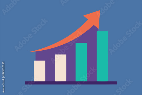 bar chart with upward arrow showing business growth concept design