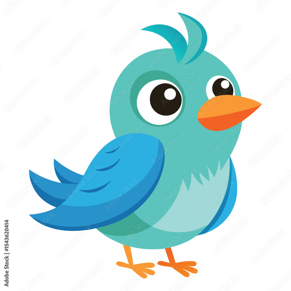 Fototapeta premium Cute bird vector illustration with white background