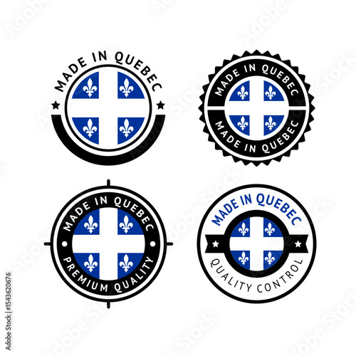 National flag of the Quebec, set flat vector icon