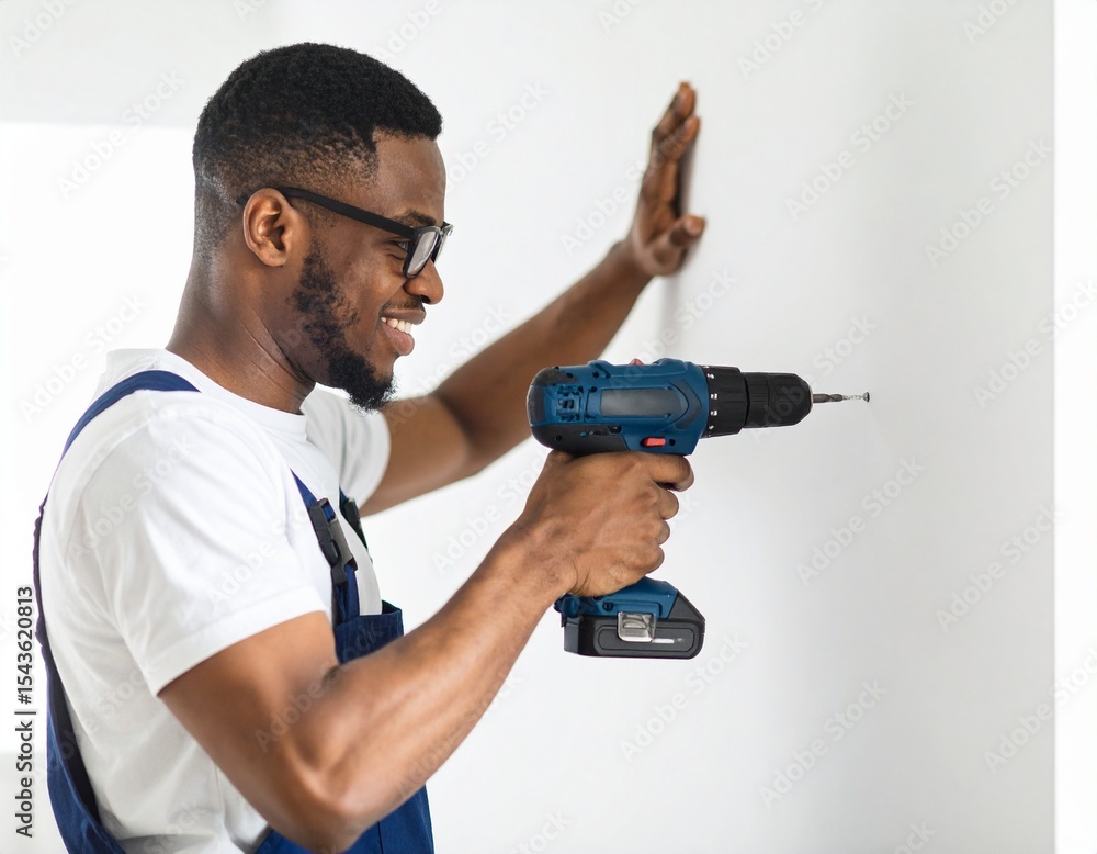 Strength in Action: Young Man Mastering Home Improvement with Power Tools Strength in Action: Young Man Mastering Home Improvement with Power Tools