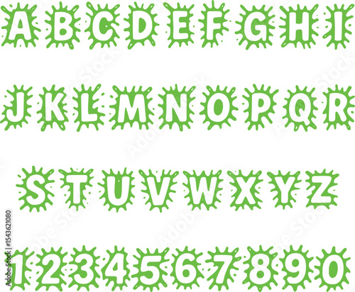 Splatter Snot Gooey typography font lettering ABC cartoon vector text
