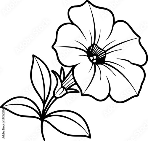 Elegant petunia flower logo template, modern vector with smooth curves and balanced shape, perfect for beauty, floral, or wellness branding.