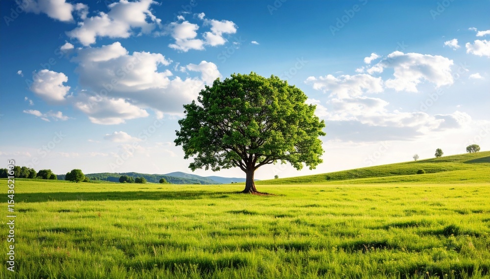 Obraz premium green field and blue sky