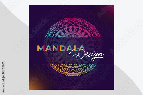 Creative colorful mandala design with lighting background. 