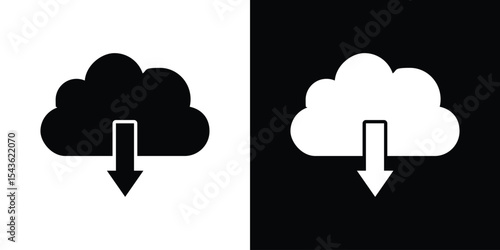 Download from Cloud icon collection. line stroke icon. EPS 10