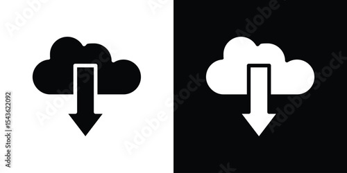 Download from Cloud icon collection. line stroke icon. EPS 10
