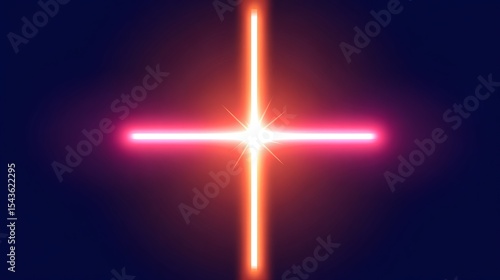 Glowing Light Beam Cross on Dark Background