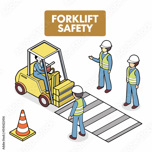 Warehouse workers attend forklift safety training led by a supervisor, focusing on correct operation techniques and risk prevention.