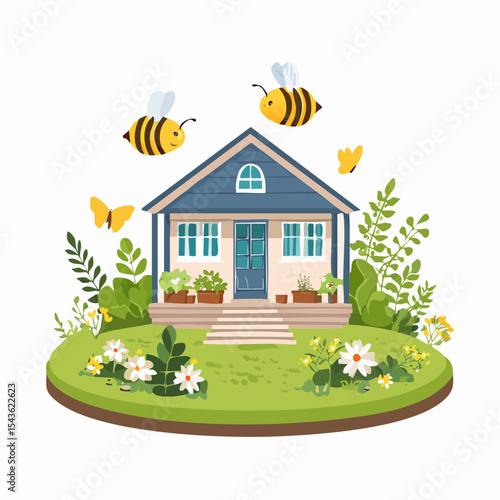 Bee-friendly garden design, colorful variety of flowers