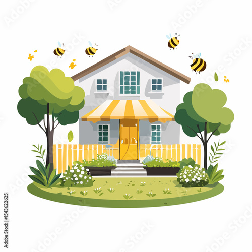 Bee-friendly garden design, colorful variety of flowers