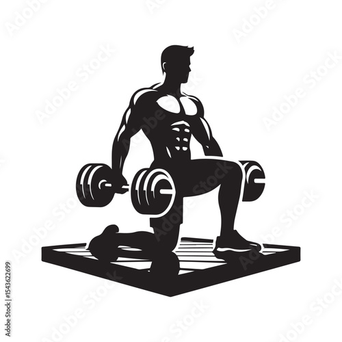 gym workouts vector silhouette clip art logo design illustration