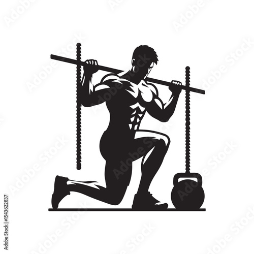 gym workouts vector silhouette clip art logo design illustration
