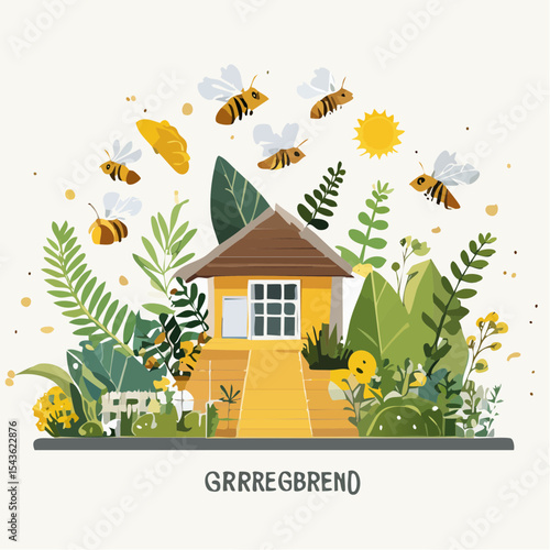 Bee-friendly garden design, colorful variety of flowers