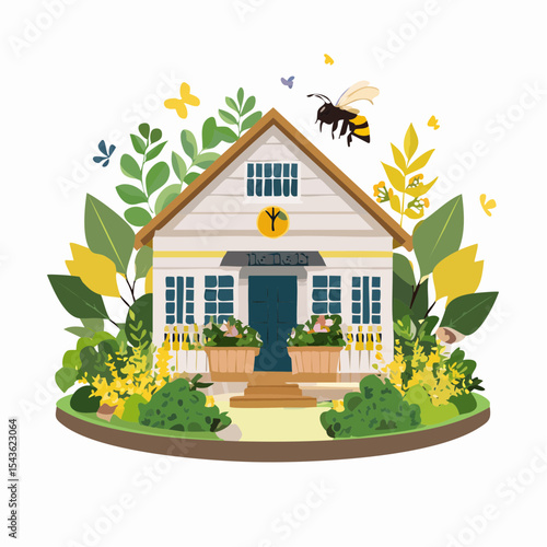 Bee-friendly garden design, colorful variety of flowers