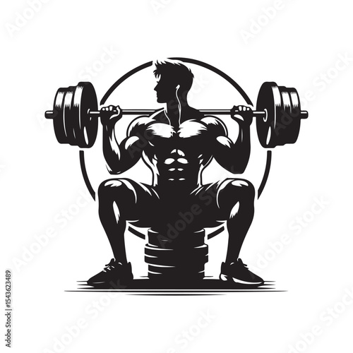 gym workouts vector silhouette clip art logo design illustration