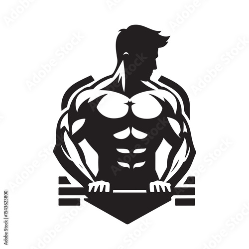 gym workouts vector silhouette clip art logo design illustration