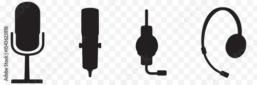 Microphone Icons set. variant microphone icon. Karaoke mic. Podcast microphone. web and mobile icons. vector illustration eps 10