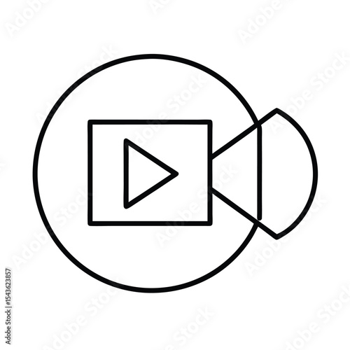 Modern video recording icon in line art style depicting digital media and content creation