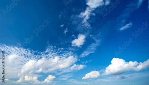 superbe ciel bleu et petits nuages blanc en ete