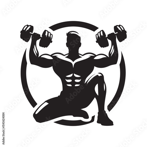 gym workouts vector silhouette clip art logo design illustration