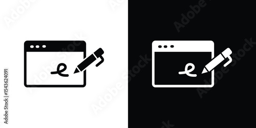 Electronic signature icon collection. line stroke icon. EPS 10