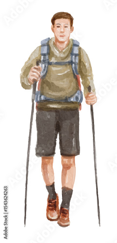 Hand painted watercolor hiker style