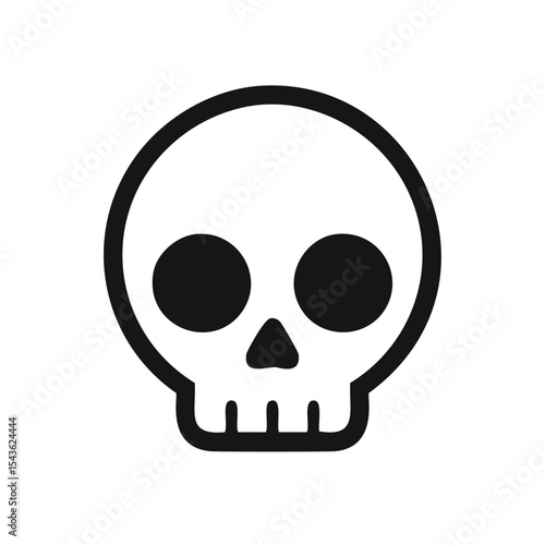 Simple black and white cartoon skull icon