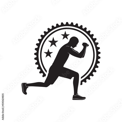 gym workouts vector silhouette clip art logo design illustration