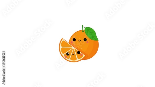 orange fruit animation . cartoon orange icon animation. transparent background. 
