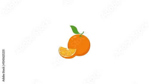 orange fruit animation . cartoon orange icon animation. transparent background. 