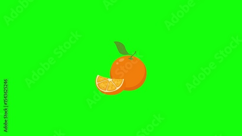 orange fruit animation . cartoon orange icon animation. transparent background. 