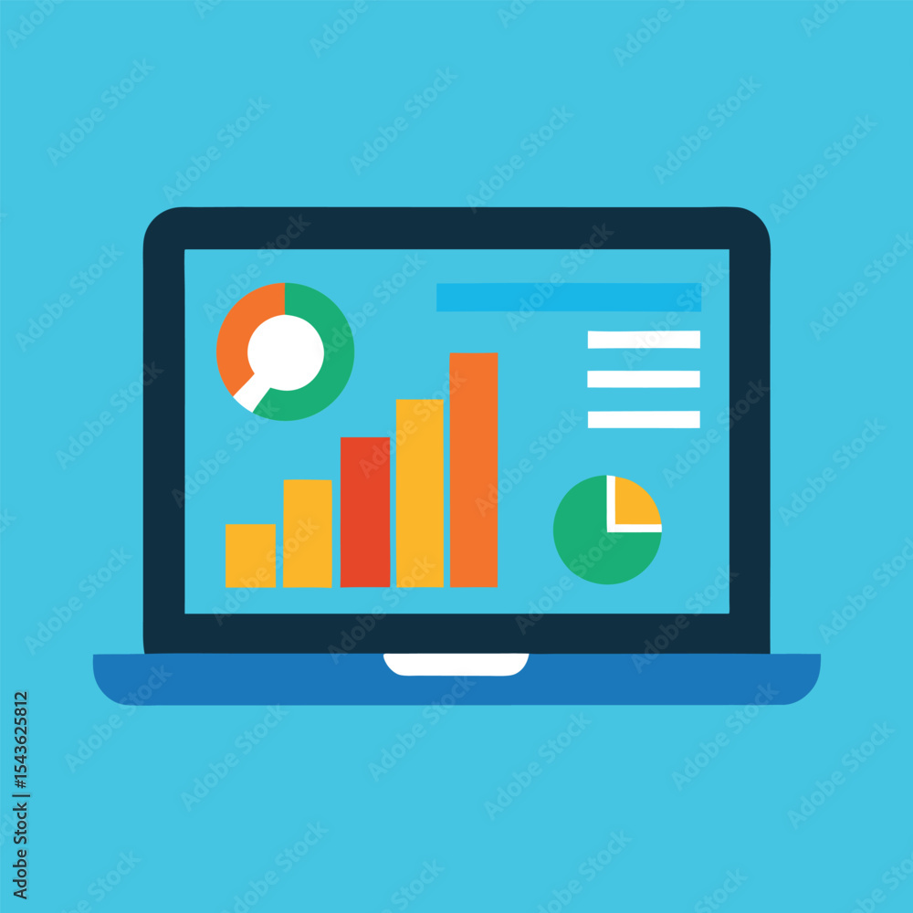 Laptop showing financial dashboard with performance metrics Laptop showing financial dashboard with performance metrics
