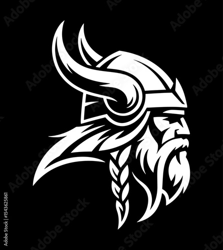 Viking Warrior Head Profile: Strong, Bold, and Majestic Illustration